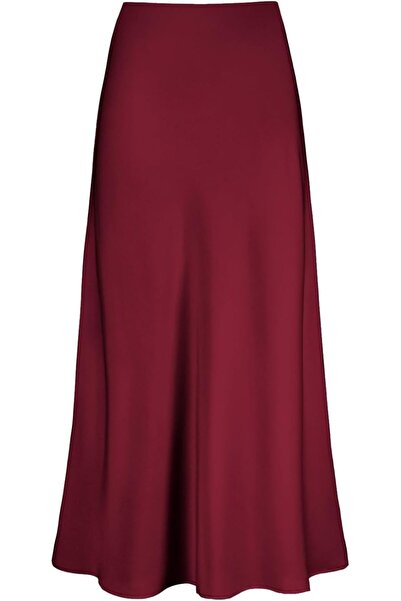 GENERAL Otuzhi Women's High Waist Hidden Elastic Waistband Satin Long Skirt