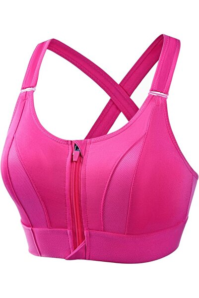 GENERAL Dress Sisi Zip Front Wirefree Sports Bra for Running Gym Yoga Pilates