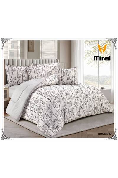 miral طقم مفرش نفرين صيفي مشجر بحشوة 6 قطع فخم ومريح مقاس 220*240 سم