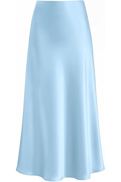 GENERAL Otuzhi Women's High Waist Hidden Elastic Waistband Satin Long Skirt