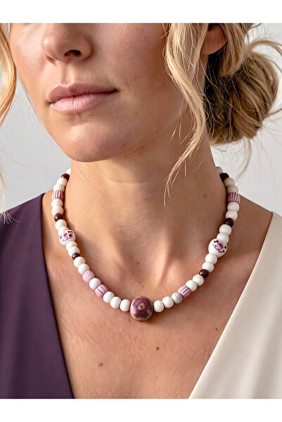 ILSA Natural White Holite and Ceramic Necklace
