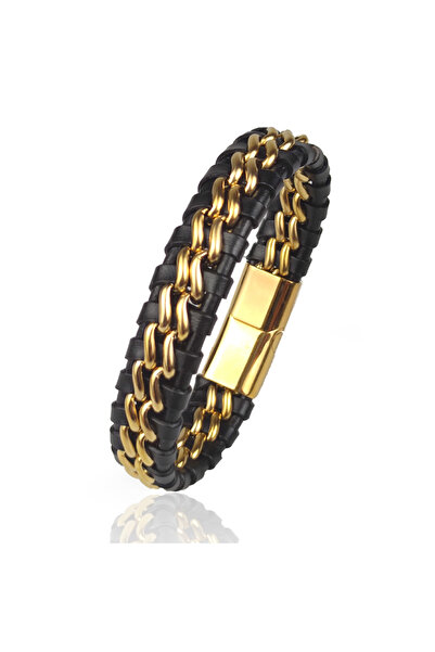 Choice 20.5cm G-GG Woven bracelet Genuine Leather Chain Bracelet for Men Magn...