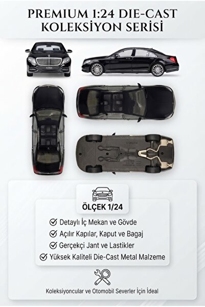 oruçoyuncak 1/24 Ölçek Mercedes-benz S Class Model Araba Siyah