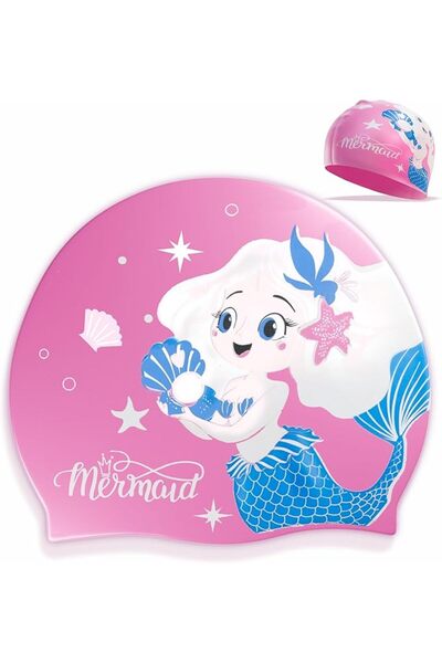 GENERAL Patterned Swimming Cap Made of Silicone, Waterproof, Does Not Pull Ha...