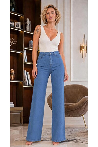 SHEVANE Women's Wide Leg High Waist Jean Palazzo Pants
