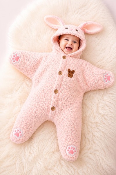 yukobaby bebeğiniz için en doğalı Plush Winter Little Rabbit Sleeping Bag