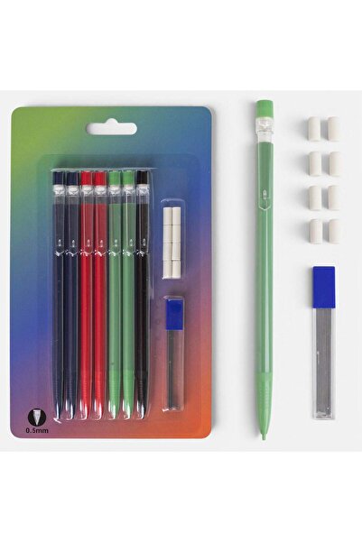 OEM Colored Mechanical Pencils with Eraser 0.5mm & Refill Leads 7pcs