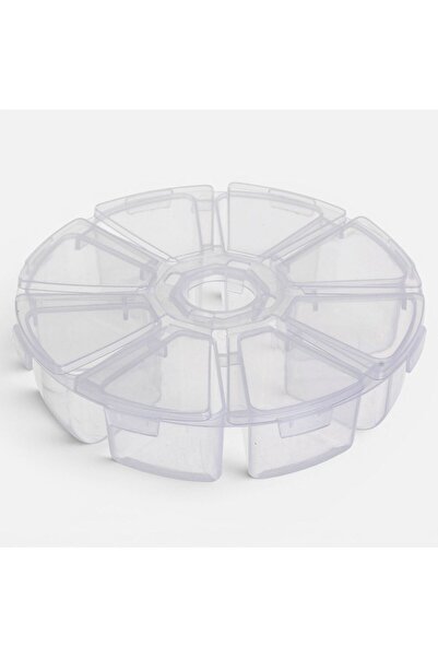 OEM Round Plastic Organizer Box with 8 Compartments Ø10.2x2.5cm