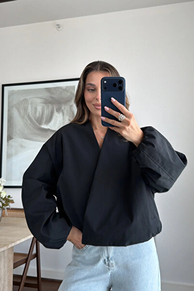 NET OF NOT Yeni Sezon Siyah Oversize Kruvaze Trençkot Ceket