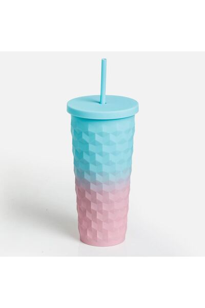 OEM Pahar din Plastic cu Capac & Pai Degrade 600ml