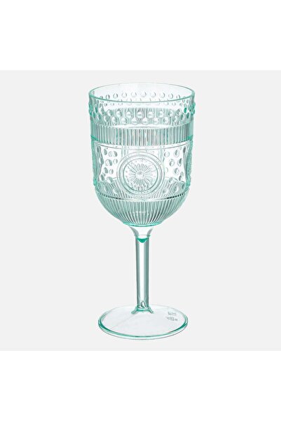 OEM Plastic Stemmed Glass Mint Green Embossed Pattern for Wine 430ml