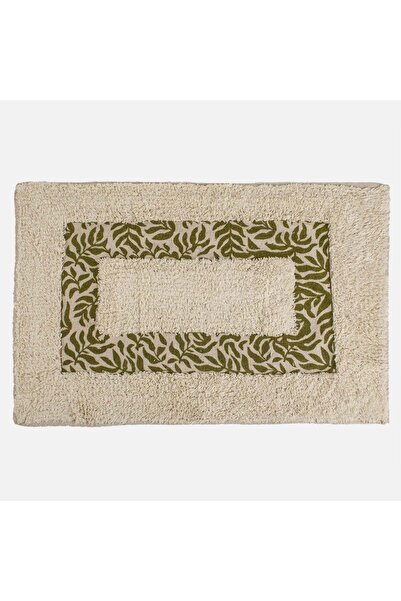 OEM Covoras de Baie din Bumbac Bej cu Model Frunze 60x40cm