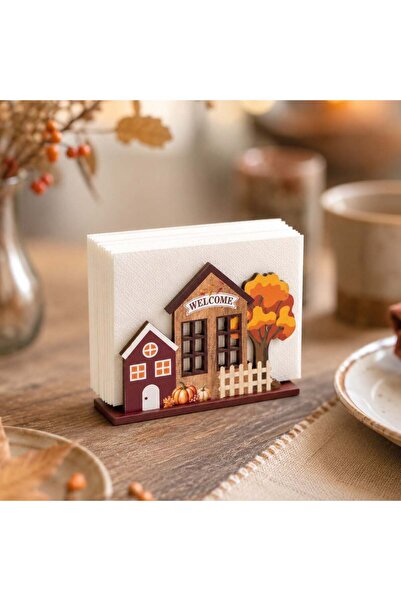 OEM Wooden Napkin Holder Cottages 12x5x8.8cm