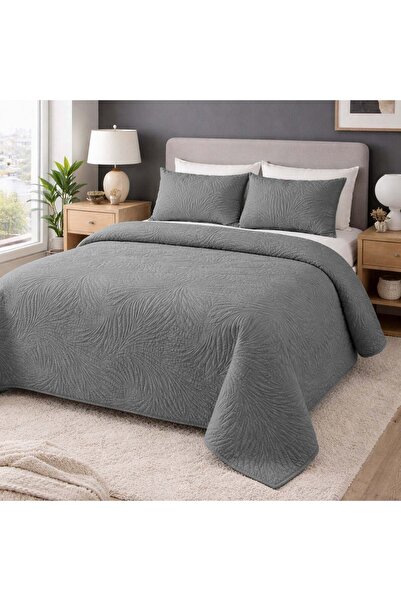 OEM Grey Double-Sided Duvet Cover with Leaf Pattern 160x230cm