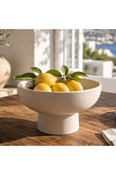 OEM Fructiera din Ceramica Bej Ø26x13cm 2,36L