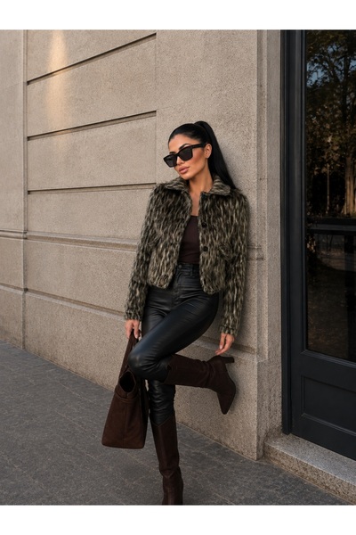 LB Laluna Butik Women's Leopard Pattern Short Jacket