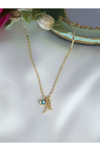 Asia by Leuvoié Asia by Leuvoie a Letter Evil Eye Beaded Necklace
