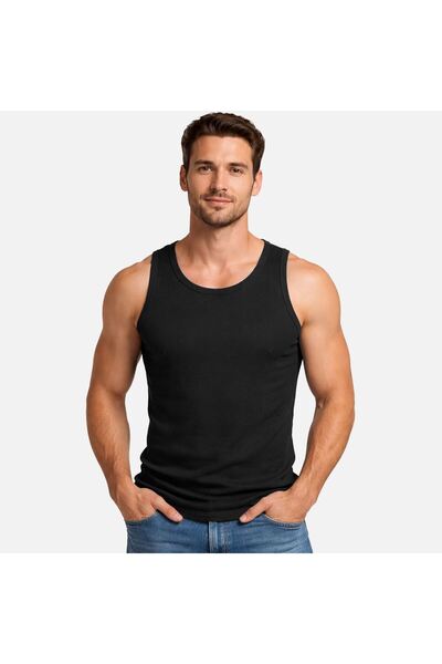 OEM Maiou Negru din Bumbac pentru Barbati XXLarge