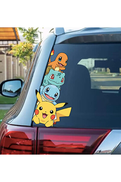 Pikachu Araba Sticker – Sevimli Pikachu Sticker, Pokemon Araç Camı Çıkartması