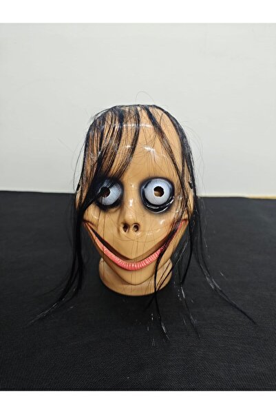 NET MARKET Halloween Plastik Maske Momo Saçlı - Cadılar Bayramı Ve Kostüm Par...