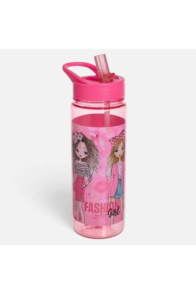 OEM Sticla Apa Flip Top din Plastic Roz Fashion Girl 650ml