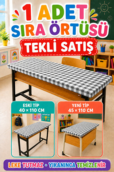 Soft Kare 1 Piece Washable Stain-Resistant Elastic School Desk Cover – Durabl...