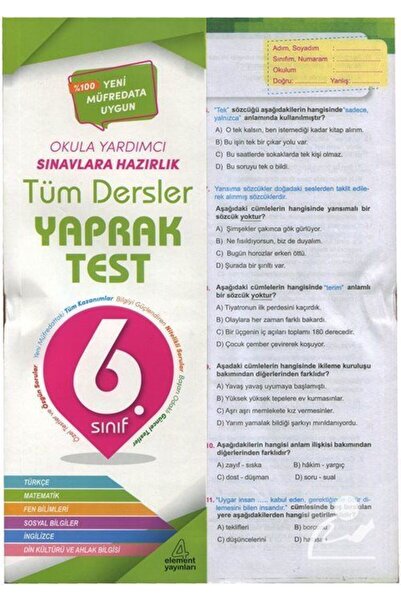 Element Yayınları 6. Sınıf Tüm Dersler Yaprak Test
