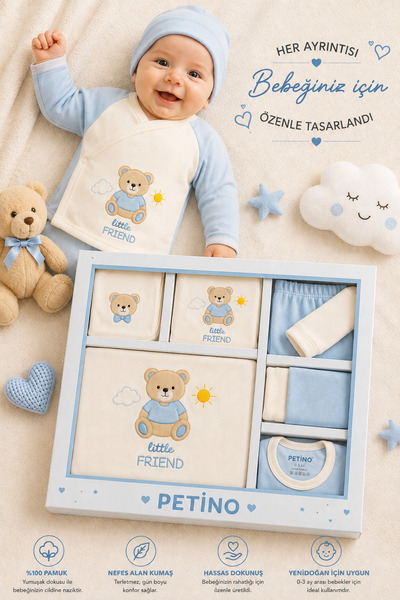 Petino 10 Piece Newborn Hospital Discharge Set 100% Cotton Special Boxed Baby...