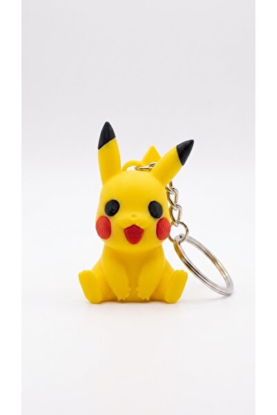 3D Baskı Pikachu Figürlü Anahtarlık Sarı Sevimli Karakter Anahtarlık