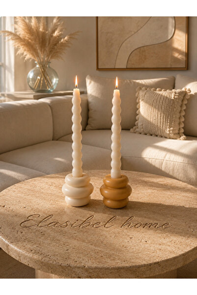 ELASİBEL HOME 2’li Donut Şamdan Hardal & Krem