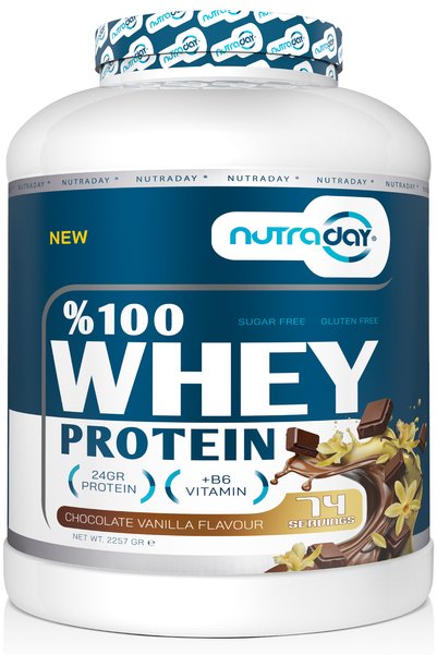 nutraday Whey Protein 2257 gr 74 Servis Çikolata Vanilya Aromalı 24 gram prot...