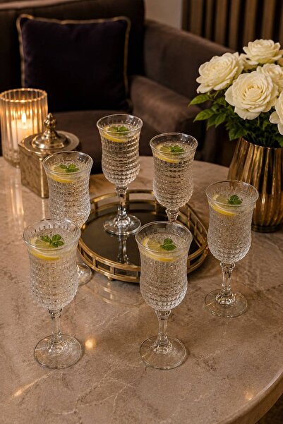 Lomera Home Set of 6 Stylish Water Glasses – Decorative Glasses with Crystal ...