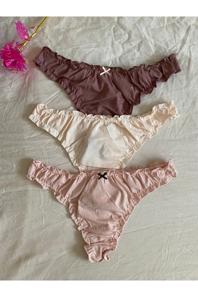 İana butik İana 3’lü Premium Kadın Külot Seti – Fırfır Pamuklu