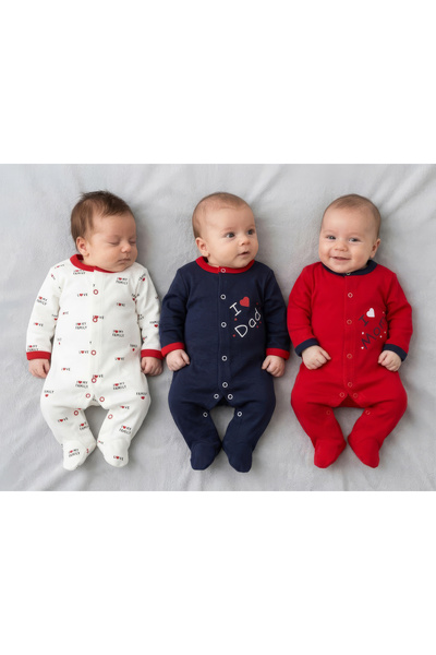 BERFOSH By Murat-%100 Pamuklu-Kalp Baskılı 3'lü Farklı Desenli Set