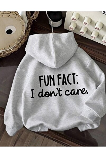 LELVANİ Unisex Fun Fact I Dont Care Writing Printed Sweatshirt