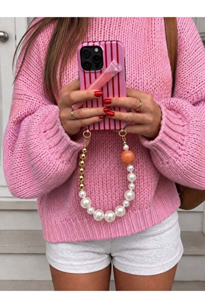 Les Petites Mains İnci Boncuklu Gold Detaylı Telefon Askısı – Şık Cep Telefon...