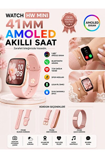 howear HW-MINI Akıllı Saat AMOLED Ekran Bluetooth Arama Kalp Atışı SpO2 Spor ...