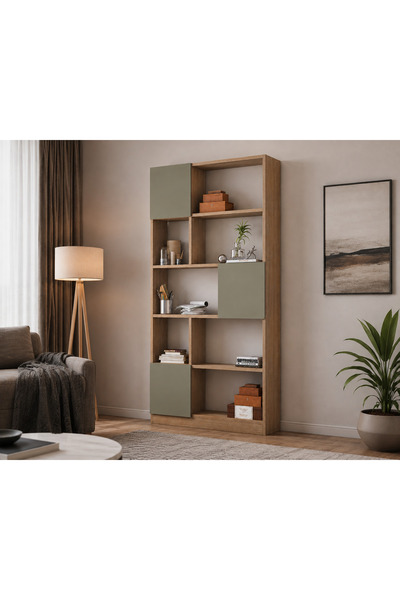 MBK AHŞAP Ada Kitaplık Çok Amaçlı Kitaplık Raf Ünitesi 90x80x30