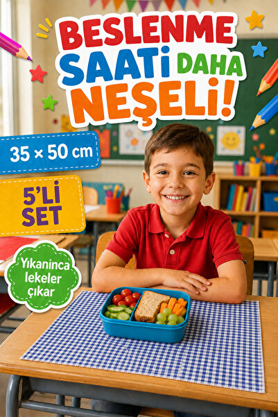 Soft Kare Set of 5 35X50 cm Washable Stain-Resistant Overlock Edged Kindergar...