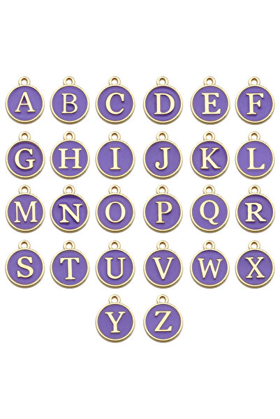 Choice10 A-Z Purple 26pcs 26pcs 12*14mm A-Z Letter Charms Enamel Charms Alpha...