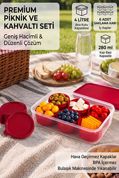 iselahome Piksera Breakfast and Picnic Set 7-Piece Multi-Purpose Storage and ...
