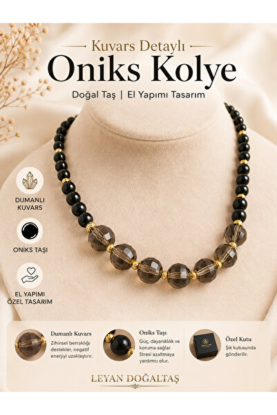 Leyandoğaltaş Onyx Necklace with Quartz Detail – Natural Stone Handmade Speci...