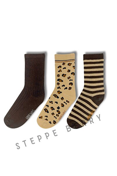 STEPPE BERRY 3 para bešavnih čarapa iz serije Leopard Brown