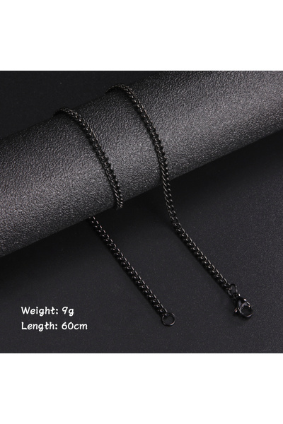 Choice4 60cm Link Chain Black Skyrim Fashion 60cm Long Box Chain Necklace Men...