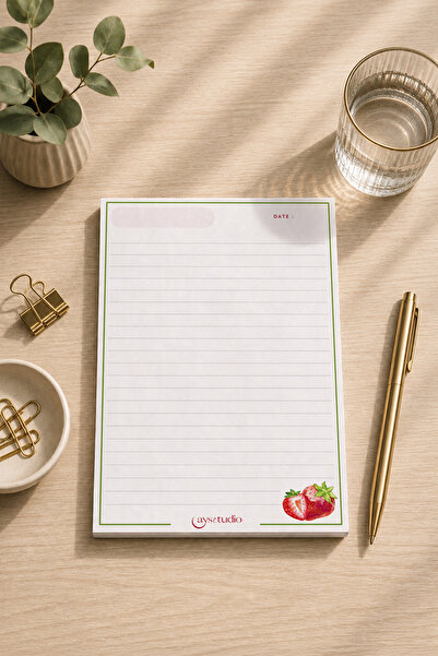 Aysutudio Çilek Temalı A5 Çizgili-Notepad-Not Defteri-Bloknot