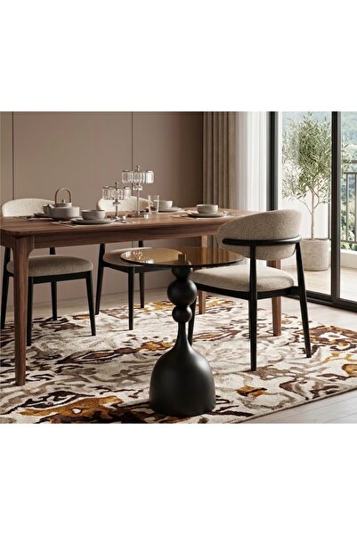 Generic Brand Modern Side Service Table with Titanium Metal Base