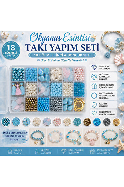 By MO Accessories Mavi İnci Boncuk Takı Yapım Seti – Okyanus Esintisi Bilekli...