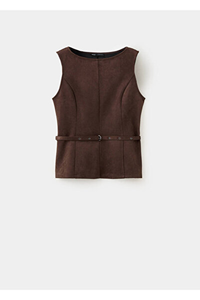 MANGO Woman Faux suede top with belt