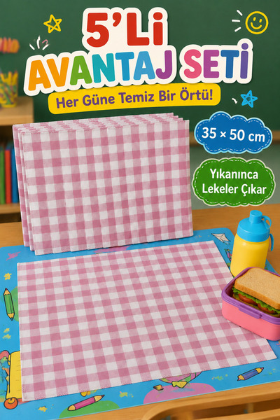 Soft Kare 5’li ve Set Yıkanabilir, Leke Tutmaz Beslenme Örtüsü 35x50 cm – Ana...