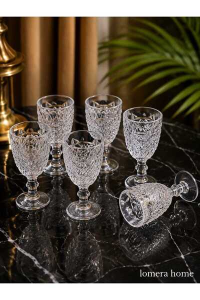 Lomera Home Set of 6 Crystal Cut Water Glasses |   Coffee with Water Glass | ...